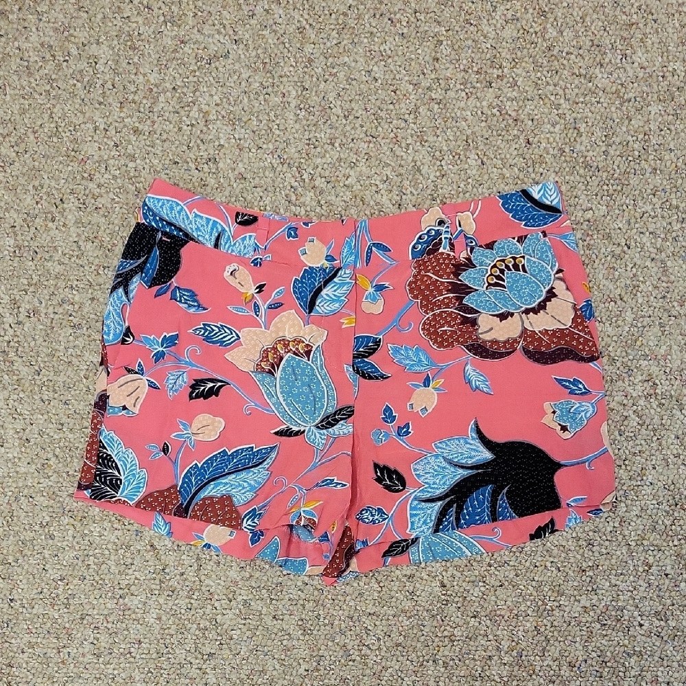LOFT Pink & Blue Floral Shorts Summer Vacation Coastal Beach Sz 0 New